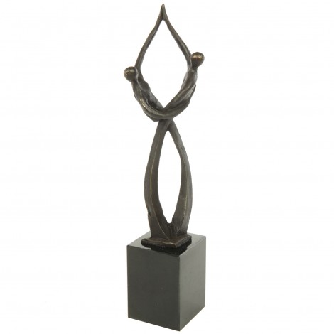 Statue patine bronze homme et femme qui danse - 23 cm