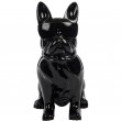 Statue chien bouledogue Français à lunette en résine noir -Pierre- 37 cm