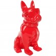 Statue chien bouledogue Français à lunette en résine rouge -Paul- 37 cm