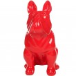 Statue chien bouledogue Français en résine rouge - Paulin - 77 cm