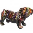 Statue en résine chien bouledogue anglais astre noir - 60 cm