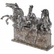 Statue cinq chevaux en résine argentée - 36 cm