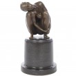 Statue érotique en bronze et marbre femme nue accroupie - 21 cm