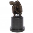 Statue érotique en bronze et marbre femme nue accroupie - 21 cm