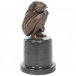 Statue érotique en bronze et marbre femme nue accroupie - 21 cm