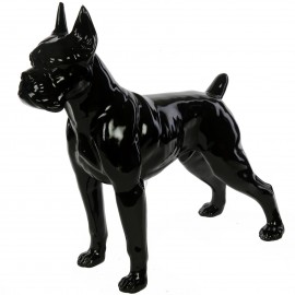 Statue en résine CHIEN boxer noir - Albert - 52 cm