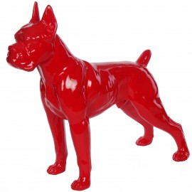 Statue en résine CHIEN boxer rouge - Arthur - 52 cm