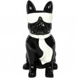 Statue chien bouledogue Français à lunette en résine noir et blanc -Paolo- 37 cm