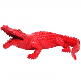 Statue CROCODILE en résine rouge - 115 cm