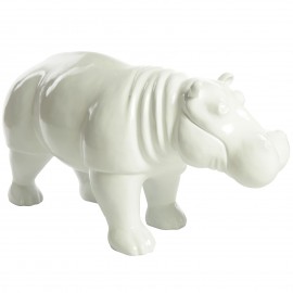 Statue en résine hippopotame blanc - Nicolas - 96 cm