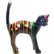 Statue en résine CHAT multicolore fond noir (martin) - 105 cm