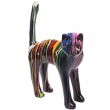 Statue en résine CHAT multicolore fond noir (martin) - 105 cm