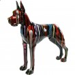 Statue en résine CHIEN dogue allemand multicolore fond noir - 120 cm