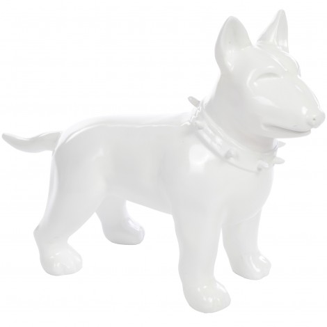 Statue chien bull terrier blanc en résine - Romain - 60 cm