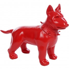 Statue chien bull terrier rouge en résine - Filou - 60 cm