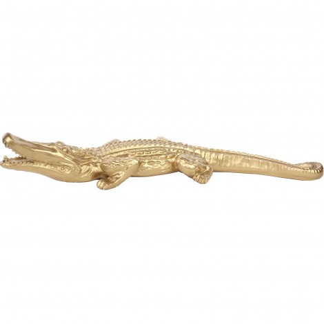 Statue crocodile doré en résine - Alex - 100 cm