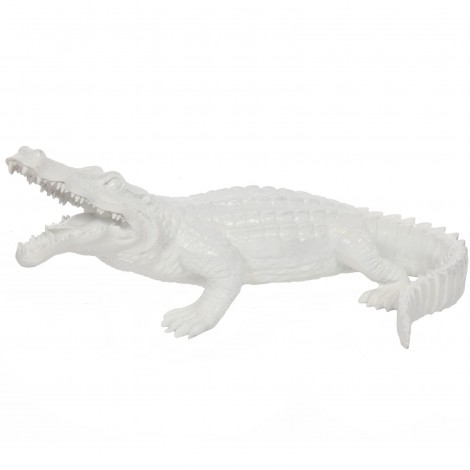 Statue CROCODILE blanc en résine - Norbert - 115 cm