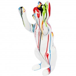 Statue en résine CHAT debout multicolore fond blanc- 55 cm