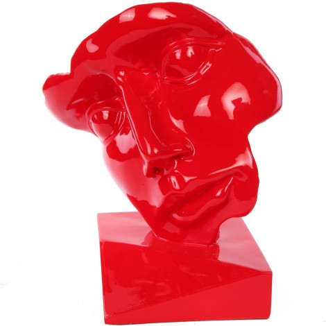 Statue visage en résine rouge 42 cm