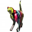 Statue en résine CHAT origami multicolore fond noir - 57 cm