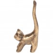 Statue chat en résine doré antique - Antoine - 34 cm