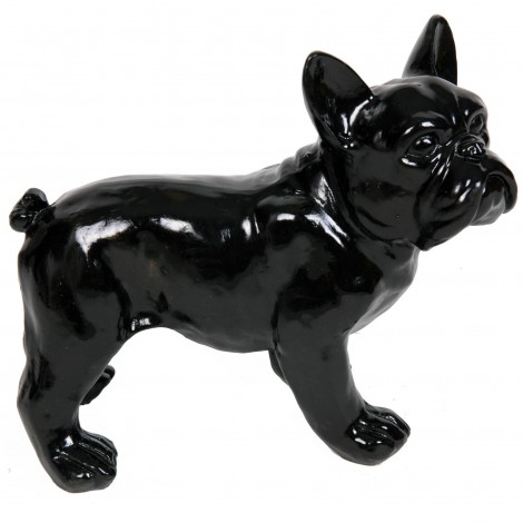 Statue chien bouledogue Français noir en résine - Harold - 27 cm