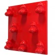 Tableau rouge en résine huit têtes de donkey kong gorille singe - 80 cm