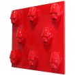 Statue gorille résine rouge tableau huit têtes de donkey kong singe agressif - 80 cm
