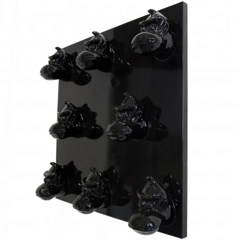 Tableau noir en résine huit têtes de donkey kong gorille singe - 80 cm