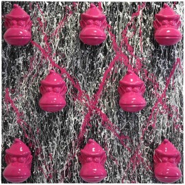 Tableau fuchsia en résine huit têtes de donkey kong gorille singe - 80 cm