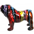 Statue en résine chien bouledogue anglais multicolore fond noir (Georges) - 58 cm