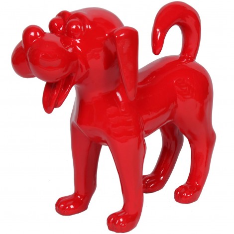 Statue en résine chien funny rouge (Daniel) - 40 cm