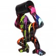 Statue en résine Donkey Kong gorille singe multicolore fond noir avec tonneau -Daryl- 140 cm