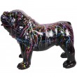 Statue en résine chien bouledogue anglais multicolore astre fond noir (Justin) - 58 cm