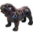 Statue en résine chien bouledogue anglais multicolore astre fond noir (Justin) - 58 cm