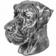 Statue chien tête de chien dogue allemand en résine argentée acier - 28 cm