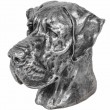 Statue chien tête de chien dogue allemand en résine argentée - 28 cm
