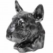Statue tête de chien Bull Terrier en résine en résine argentée- 37 cm