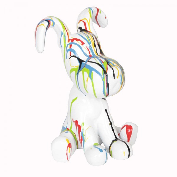 28 cm Statue chien ballon en résine multicolore fond blanc Achille