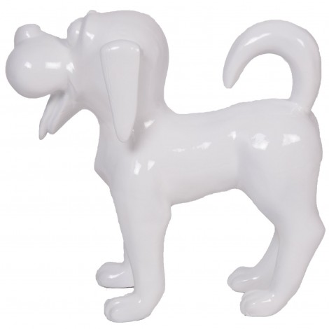 Statue en résine chien funny blanc -Luce- 40 cm