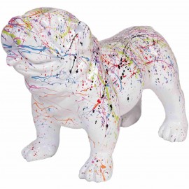 Statue en résine chien bouledogue anglais astre fond blanc - Georges - 58 cm