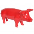 Statue cochon en résine rouge 60 cm