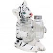 Service à condiments sel et poivre statue tigre blanc - 17 cm