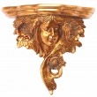 Console d'applique étagère visage de femme en résine dorée - 48 cm