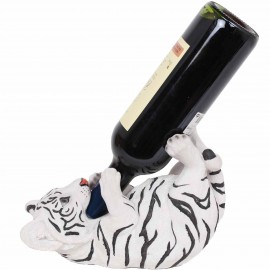 Porte-bouteille, en résine statue tigre blanc - 24 cm