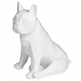 Statue chien bouledogue Français assis origami blanc assis - 35 cm