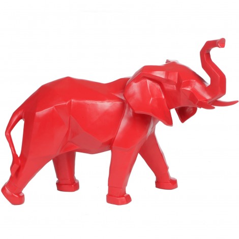 Statue éléphant origami rouge - 40 cm