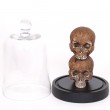 Statue deux têtes de mort sous globe en verre style gothique - 24 cm