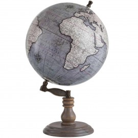 Mappemonde globe terrestre Sur Pied Bois fond gris - 50 cm