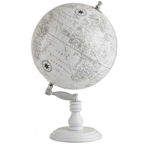Mappemonde globe terrestre Sur Pied Bois fond blanc - 50 cm